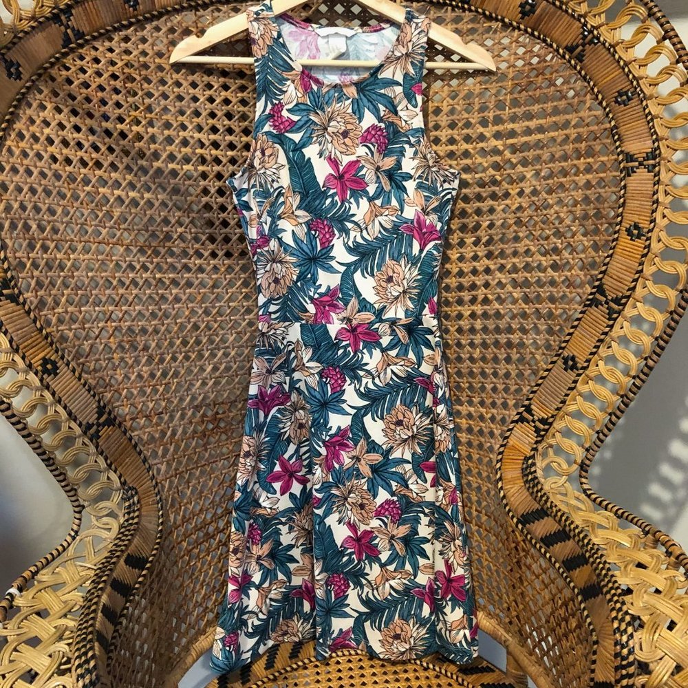 Boho Tropical Floral A Line Fit and Flare Dress